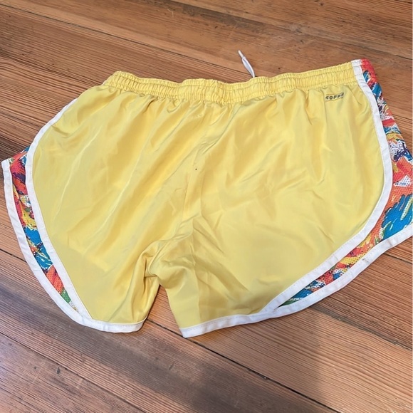 Soffe Yellow Athletic Shorts with Floral Sides - Picture 4 of 4